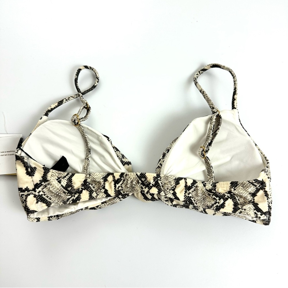 VIX PAULA HERMANNY Women’s Sz L Erin knotted snake-print bikini top NWT Beige - Picture 7 of 12